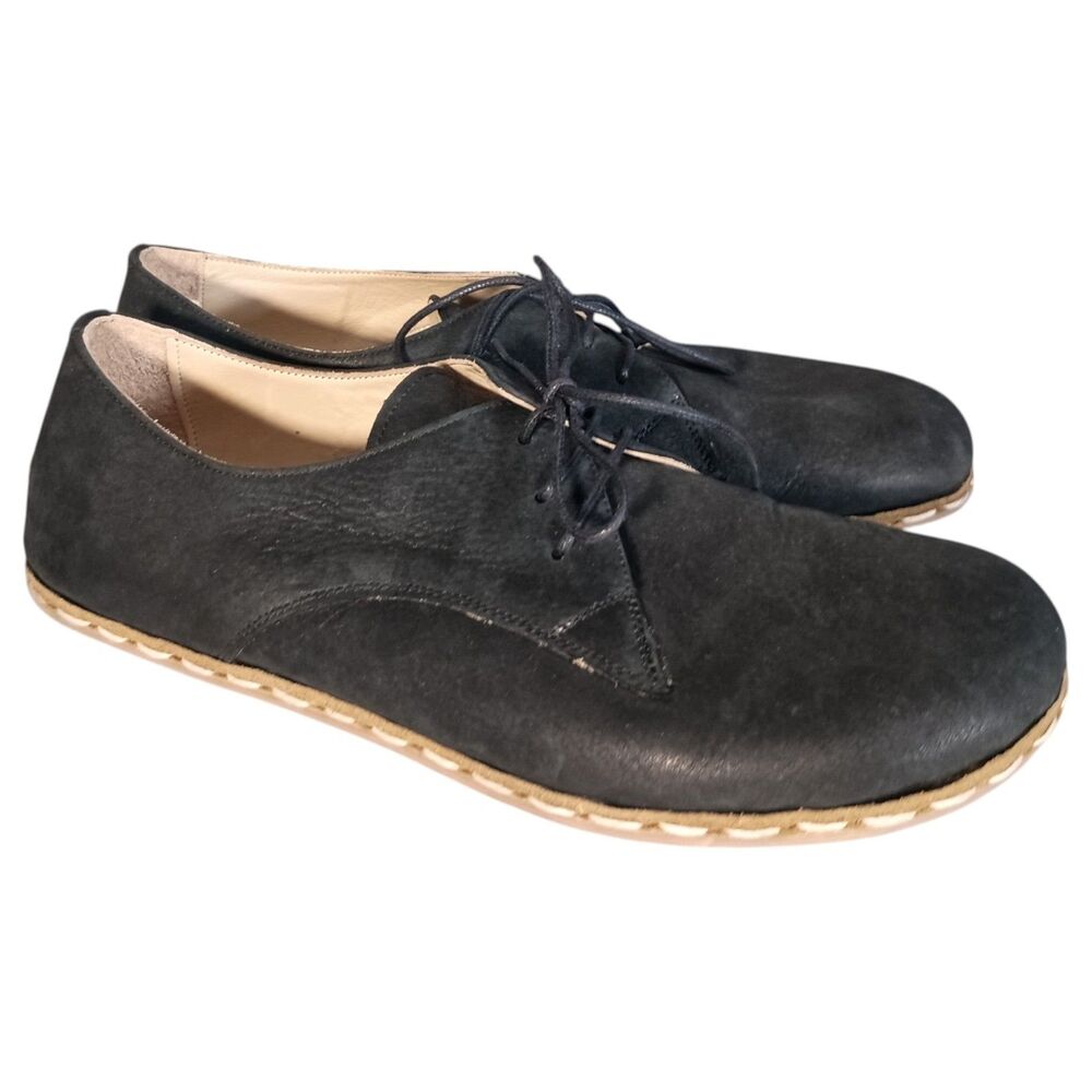 Atlantis Handmade Barefoot Casual Shoes Men's 11 Black Leather Lace up - Picture 2 of 11